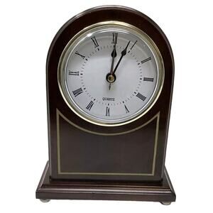 VINTAGE THE BOMBAY COMPANY WOOD MANTEL QUARTZ DESK CLOCK WORKS PERFECTLY